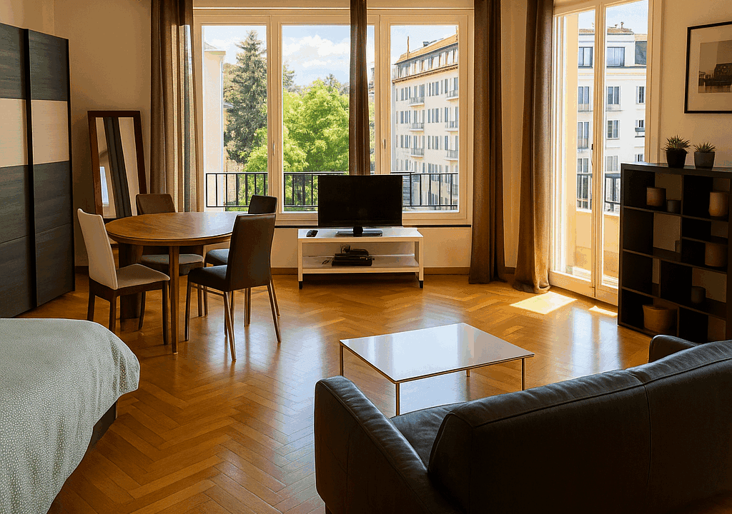 Bright in city center, charming lake view