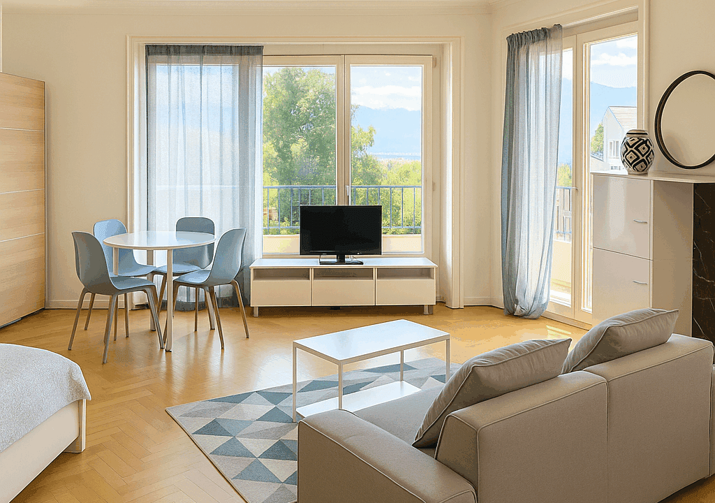 Bright studio – lake view, city centre & train station