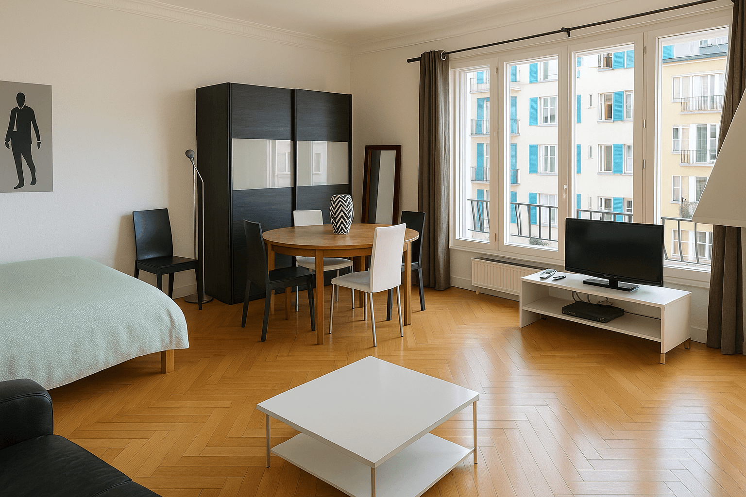 Bright in city center, charming lake view